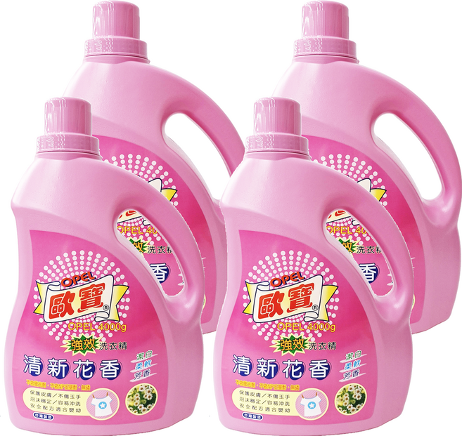 OPEL 歐寶 強效洗衣精 清新花香, 4kg, 4桶