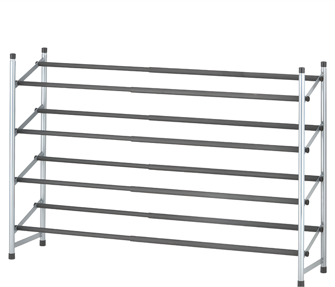 TRUELIFE 盒理收納 OUTLET 質感四層伸縮鞋架 RH2435-BK 115.5 x 23 x 68cm 2160g, 黑灰, 1個