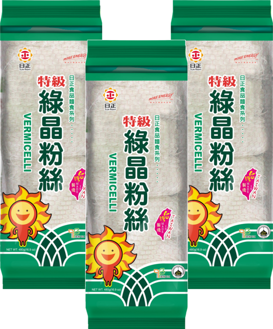 日正食品 特級綠晶粉絲, 480g, 3包