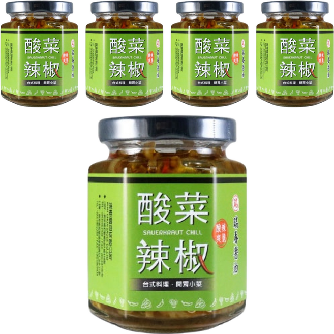 瑞春醬油 酸菜辣椒, 170g, 5罐