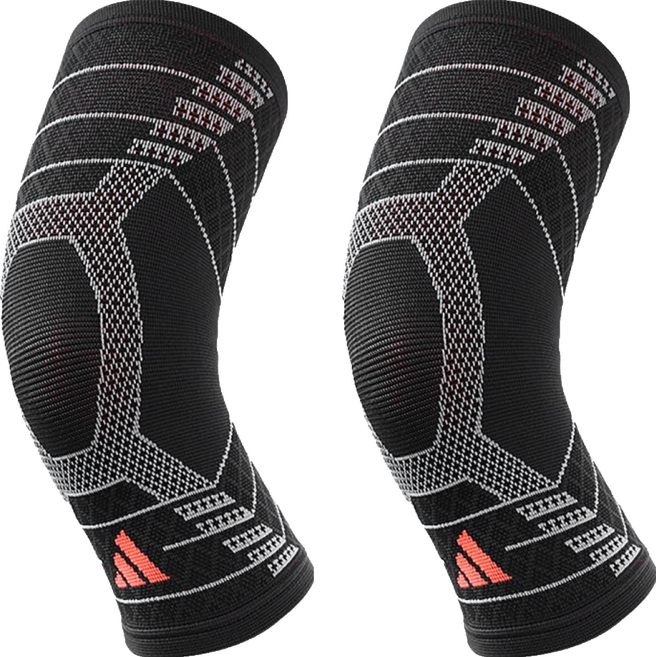 adidas 愛迪達 wucht P3 高機能3D立體針織加強型彈性運動護膝, 2個, 黑色 + 灰色