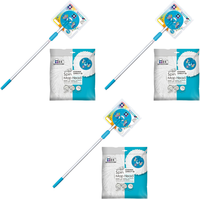 EASY CLEANER 家簡塵除 加強版手壓拖把架組 附1布, 3組