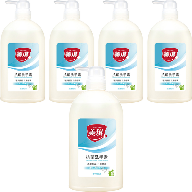 美琪 抗菌洗手露 澄淨白茶, 700ml, 5瓶