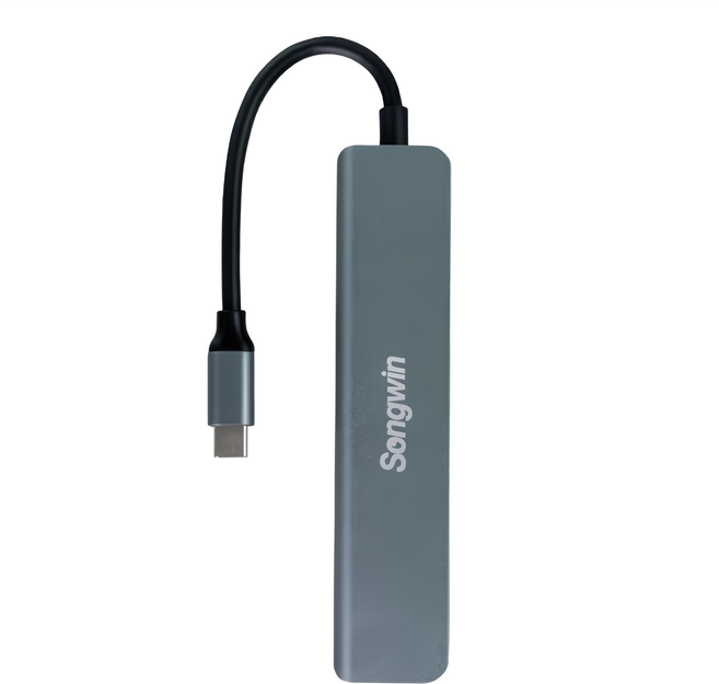 Songwin 尚之宇 7 in 1多功能集線器 12.9 x 2.7 x 1cm 43g, 灰色, 1個
