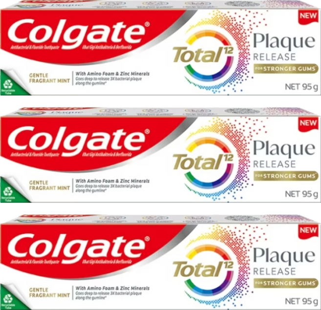 Colgate 高露潔 全效抗牙菌斑清恬薄荷牙膏, 95g, 3條