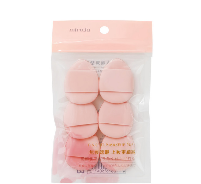 miro.lu 魔力璐 迷你水滴氣墊粉撲 6個, 粉紅色, 1組