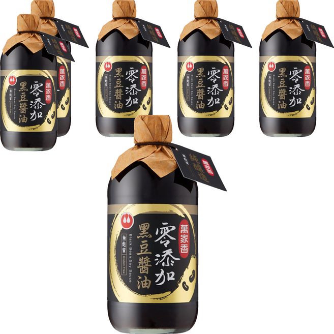 萬家香 零添加黑豆醬油, 450ml, 6瓶