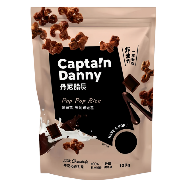 Captain Danny 丹尼船長 米米花 牛奶巧克力味, 100g, 1包
