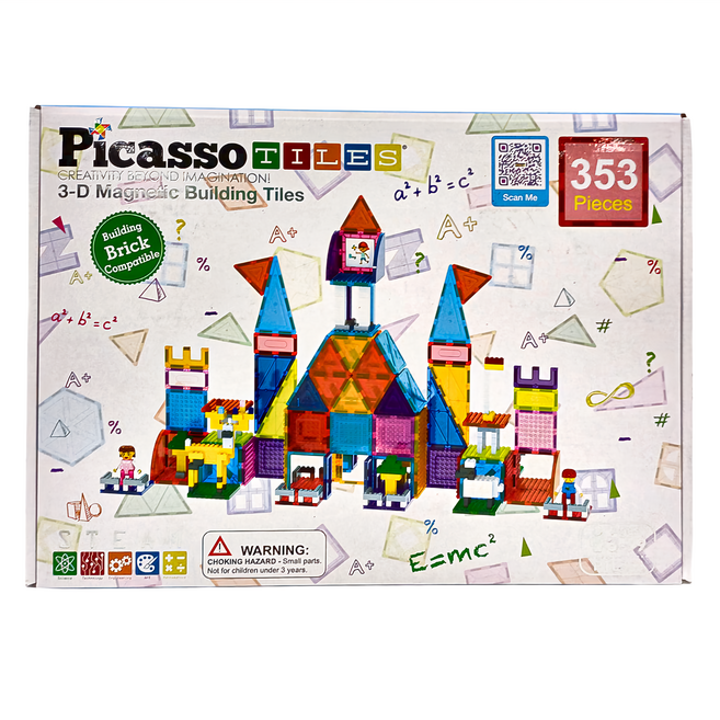 PicassoTILES 畢卡索 PTL353 磁力片 + 積木組 353p 3歲以上, 多色, 1盒