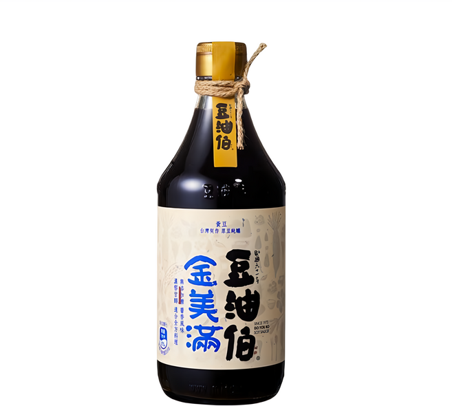 豆油伯 金美滿無添加糖釀造醬油, 500ml, 1瓶