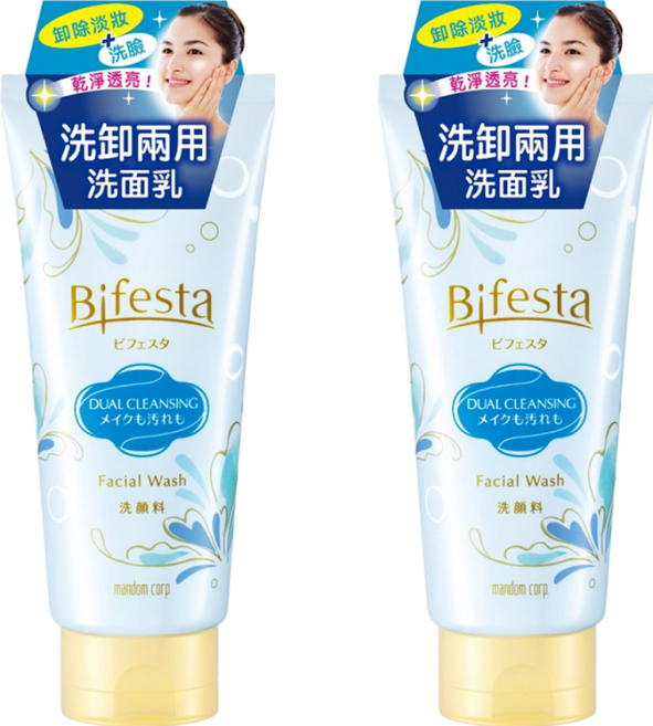 Bifesta 碧菲絲特 洗卸兩用淨透洗面乳 添加植物纖維 打造明亮光滑美肌, 120g, 2條