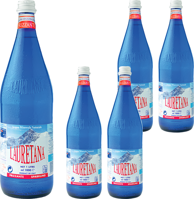 LAURETANA 蘿莉塔娜 冰河氣泡水 玻璃瓶, 1L, 5瓶