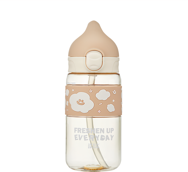 IKUK 艾可 PPSU環保吸管水瓶, 奶茶色, 600ml, 1個