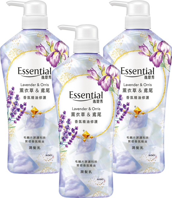 Essential 逸萱秀 香氛精油修護潤髮乳 薰衣草+鳶尾, 700ml, 3瓶