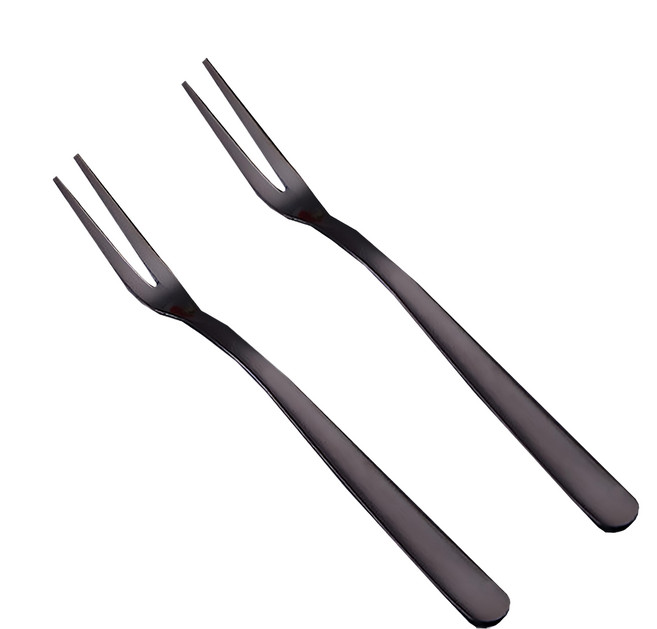 瑞典廚房 304不鏽鋼叉組/果叉/蛋糕叉/甜點叉/餐具 13cm, 2支, 黑色