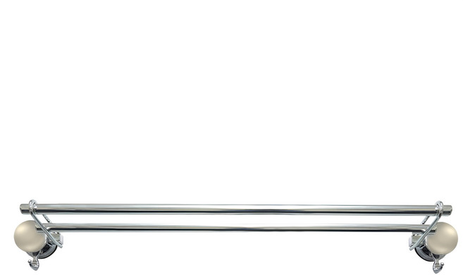雙手萬能 吸盤式雙桿毛巾桿架 65cm, 銀色, 1個