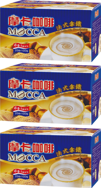 MOCCA 摩卡 法式拿鐵咖啡隨身包, 20g, 100包, 3盒