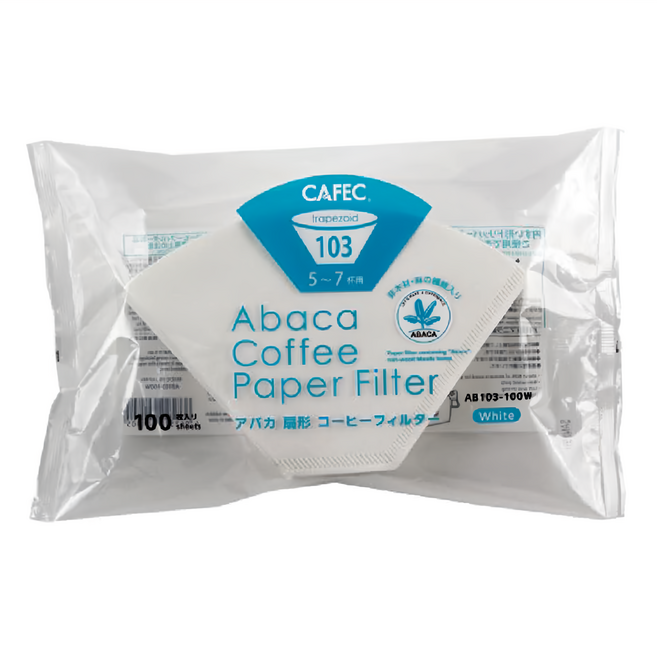 CAFEC ABACA 麻纖維梯形濾紙 白色 5~7杯份, 100張, 1包