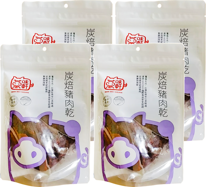 萬味軒 炭培豬肉乾, 150g, 4包