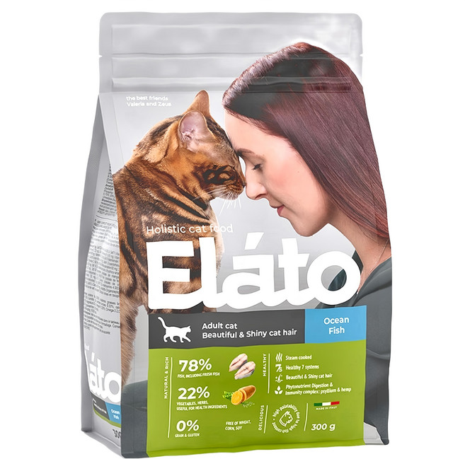 Elato 杜莎 EC5 天然無榖貓糧 成貓亮毛配方, 深海鮮魚, 300g, 1包