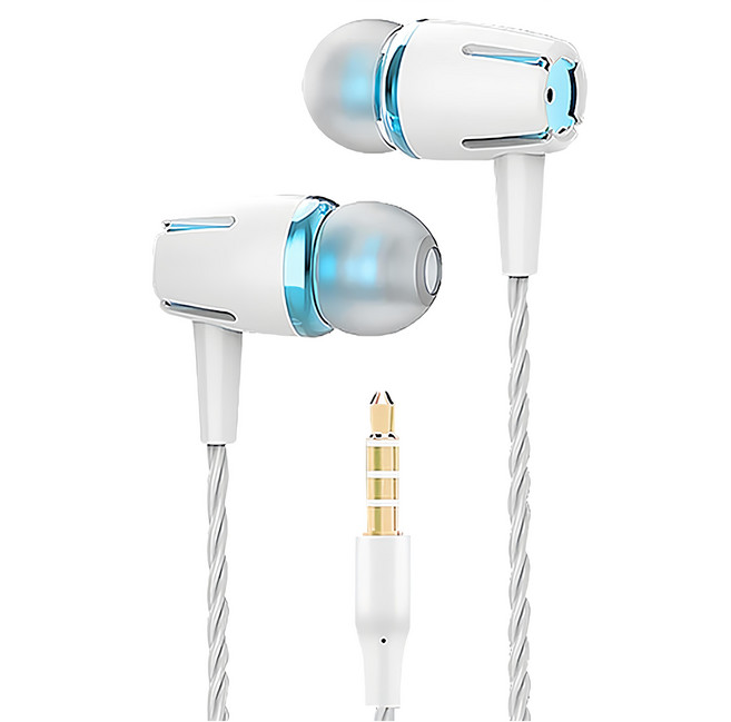 Q&T Wired 入耳式 耳機 線控 麥克風 24K金屬插頭 立體聲 3.5mm 白色 SY-T7048 120cm 直插頭