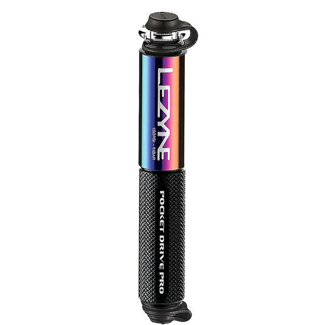 LEZYNE 攜帶式高壓迷你打氣筒 160PSI 電鍍彩虹黑 美法嘴通用, 1個