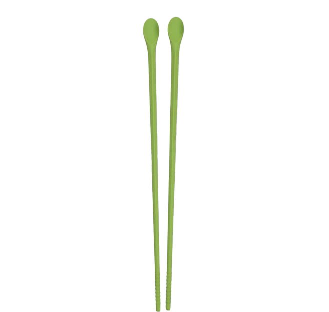SiliPot 頂級白金矽膠油炸長筷 42g, 1雙, 橄欖綠色