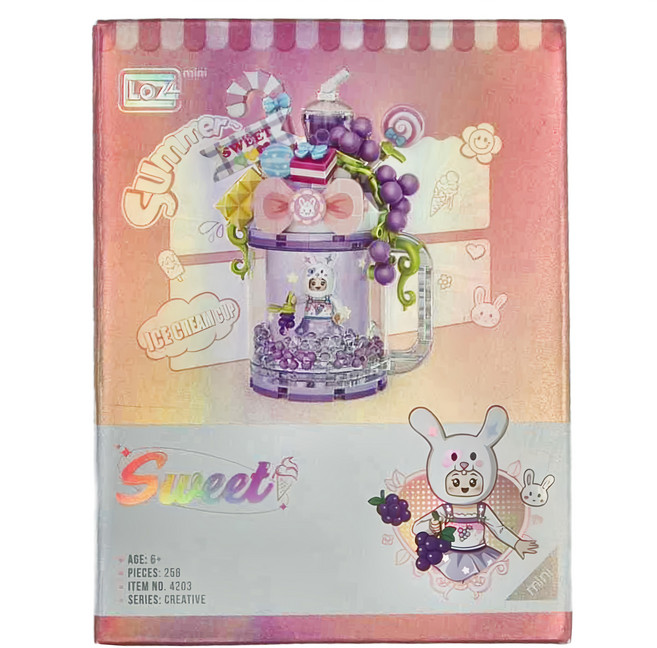 LoZ 積木玩具 LOZ 4203 雪糕流沙杯 葡萄多肉, Multicolor, 1盒