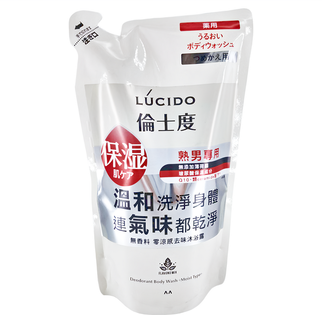 LUCIDO 倫士度 零涼感男沐浴露補充包, 1包, 380ml