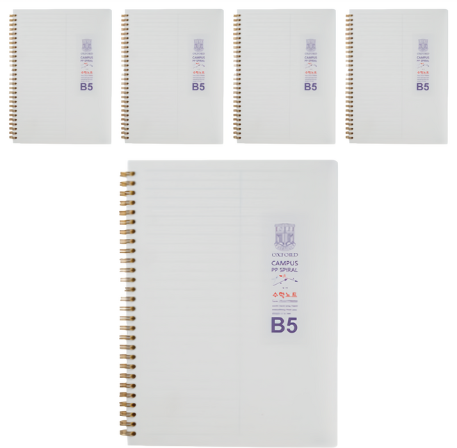 OXFORD Milk PP線圈數學筆記本 B5, 白色, 5本
