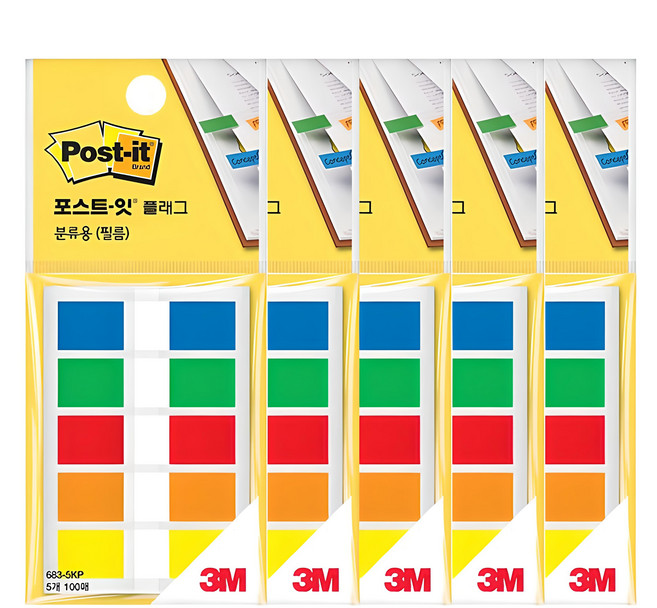 3M Post-it 利貼 683-5KP 分類用膠質標籤旗 5色, 5入, 1組