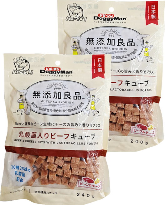 DoggyMan 多格漫 無添加良品乳酸菌牛肉塊 狗零食, 牛肉, 240g, 2包