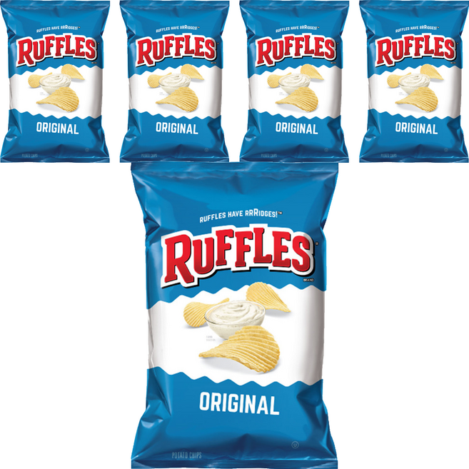 RUFFLES 波樂 洋芋片-原味 美國原裝進口 鮮新洋芋厚片切片波浪造型, 184.2g, 5包