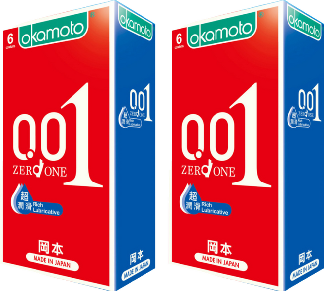 okamoto 岡本 0.01RL超潤滑保險套, 2盒, 6個