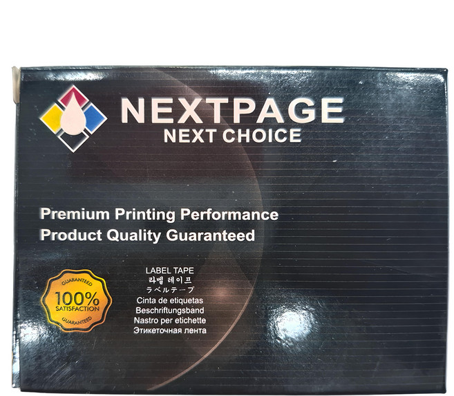 NEXTPAGE 台灣榮工 相容 護貝標籤帶, 銀底黑字, 8m
