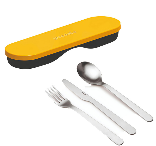 guzzini On The Go 旅行餐具組 GU171101-Y, 黃色, 湯匙 + 叉子 + 餐刀 + 收納盒, 1組