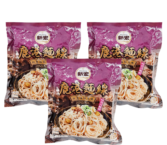 新宏 鹿港麵線 紅蔥油酥風味, 105g, 3包