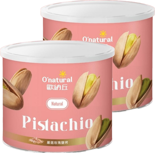 O'natural 歐納丘 玫瑰鹽烤開心果, 150g, 2罐