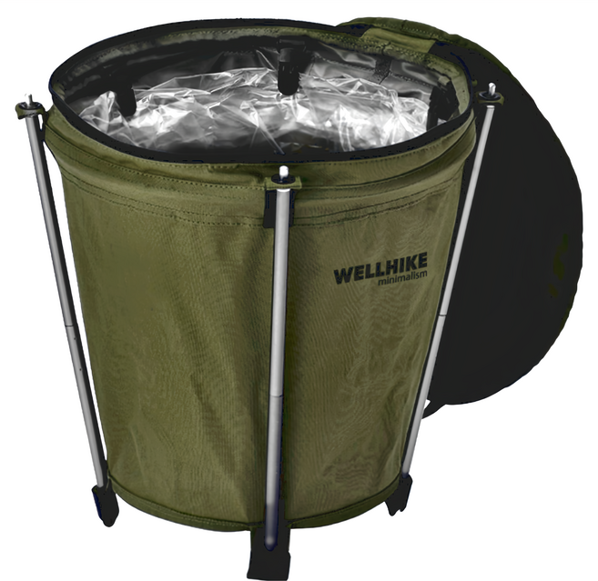 WellHike 玩客 可折疊收納儲物圓桶 320 x 235 x 360mm 20L 800g, 1層, 1個, 軍綠色