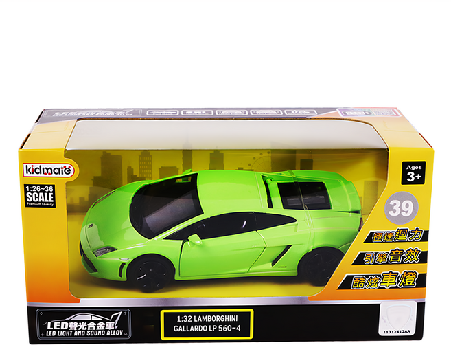 kidmate 孩子王 1 : 32 LED聲光合金車Lamborghini Gallardo LP560-4 68329-2 綠色, 1個