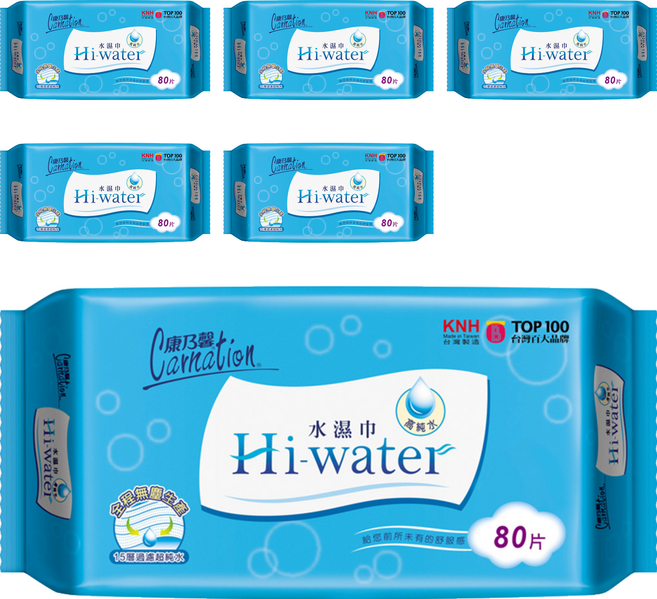 康乃馨 Hi-water水濕巾 款式隨機, 1入, 6包
