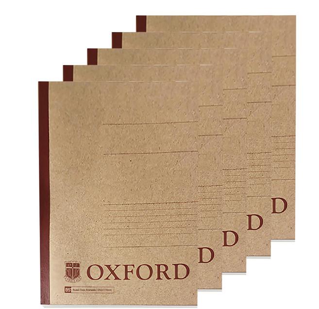 OXFORD 牛皮紙 B5易攤平筆記本, 5本, 棕色