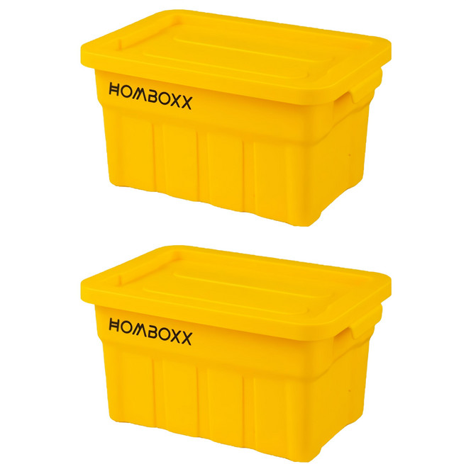 HOMBOXX 工業風高荷重附蓋收納箱 小型款 2L, 夏日黃, 2個