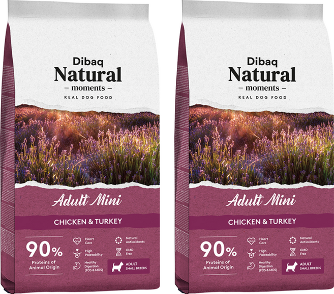 Dibaq Natural moments 自然嗑犬糧 小型成犬 心臟保健配方, 雞肉 + 火雞肉, 300g, 2包