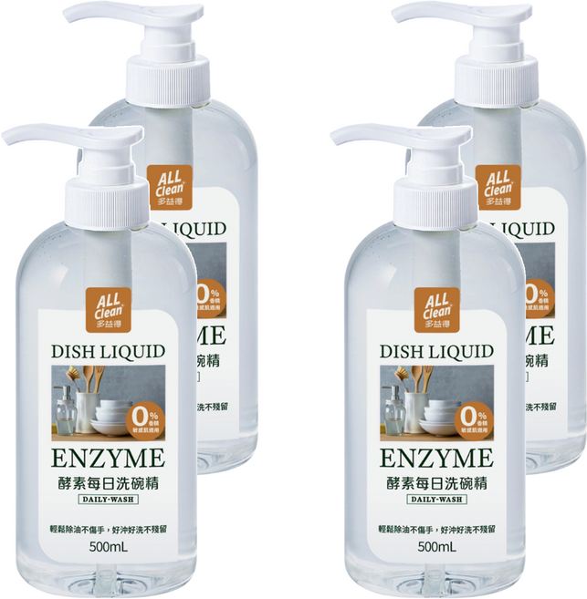 do it 多益得 ALL Clean 酵素每日洗碗精, 500ml, 4瓶