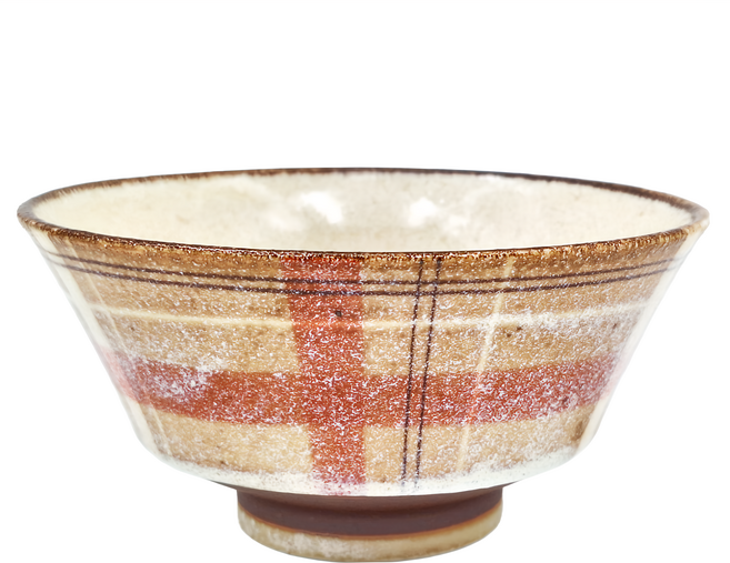 AWASAKA 粟坂 RACHE格紋飯碗 直徑130 x 6.5mm, 米花生醬, 1個