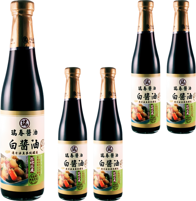 瑞春醬油 黃豆白醬油, 420ml, 5瓶