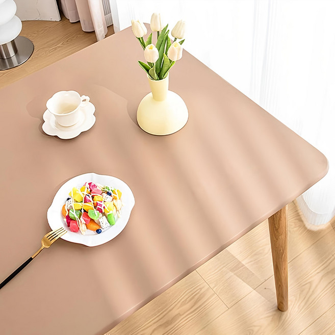 小羊皮 質感 全包式 餐桌布 桌布套 120 x 60cm 防水防油 免洗 防燙 耐磨抗刮 防髒汙 淺咖啡 1個