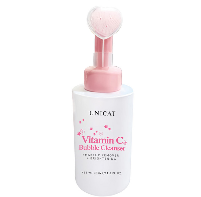UNICAT 變臉貓 維他命C洗顏卸妝泡泡慕斯 附柔膚潔面刷, 350ml, 1瓶