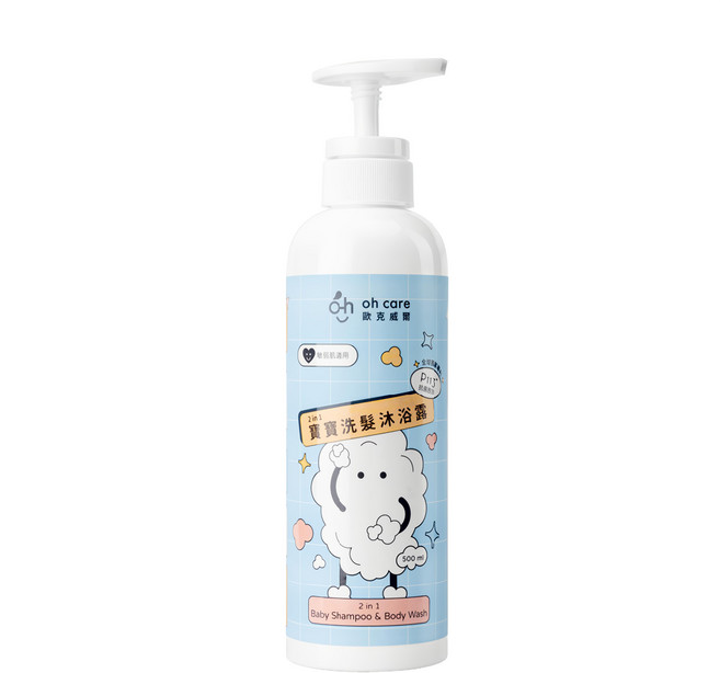 oh care 歐克威爾 2合1寶寶洗髮沐浴露, 500ml, 1瓶
